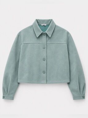 Fucsia Italy Mint Green Cropped Shirt Jacket Button Front Long Sleeve Size L